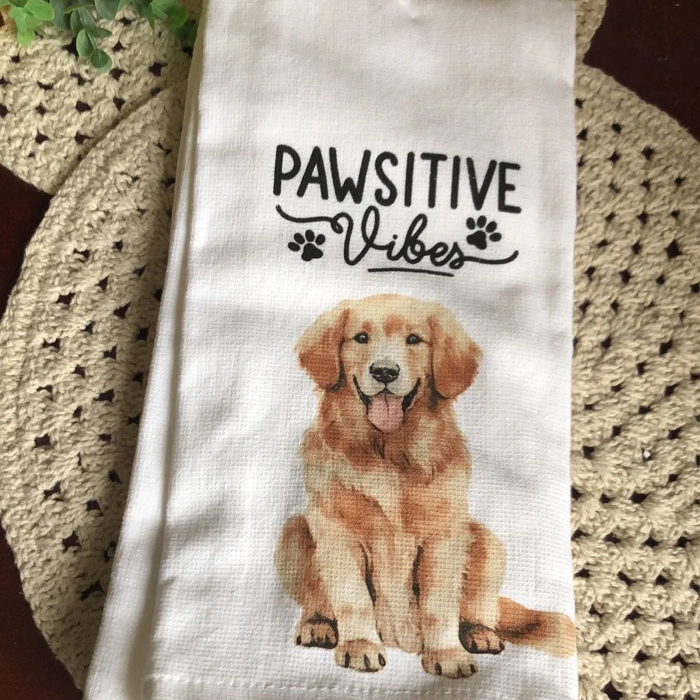 PAWSITIVE VIBES Kitchen Towel Set - Golden Retriever